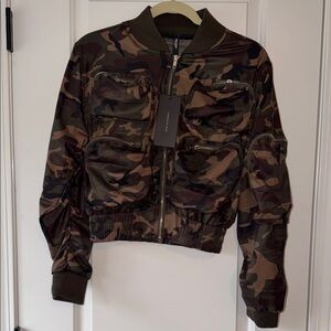 American Bazi Women's Camouflage Bomber Jacket in Green and Brown